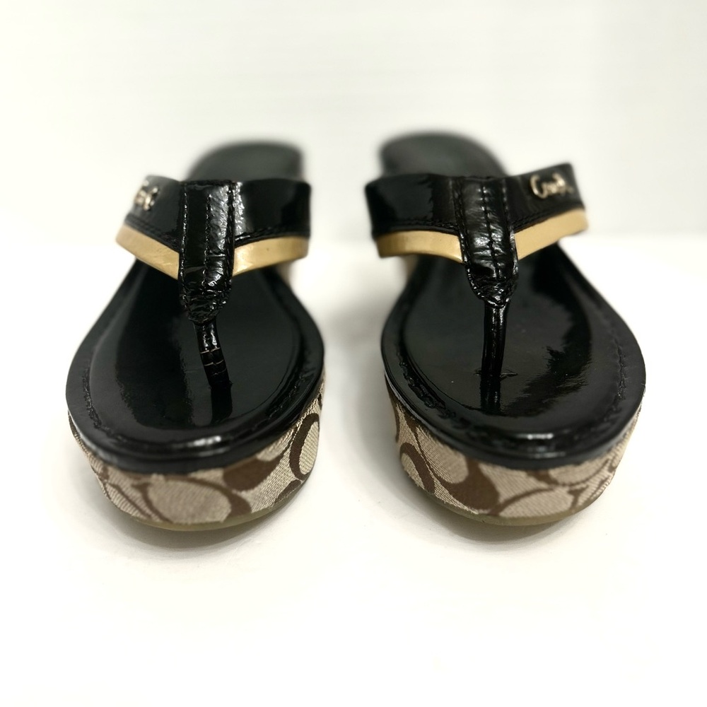 Coach Jody Black and Cream Signature Monogram Slip On Wedge Women's Sandals - Picture 7 of 12